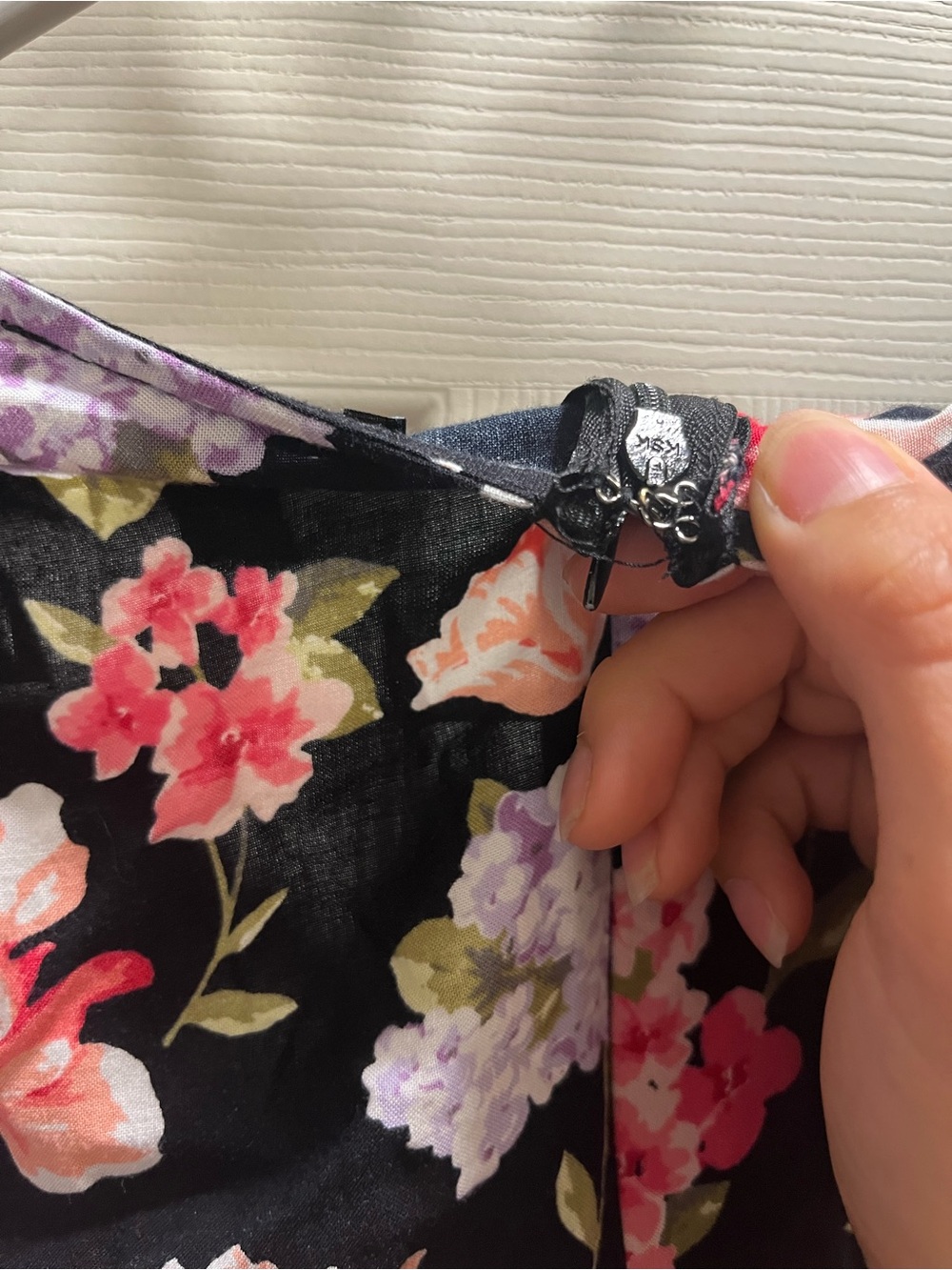 Forever 21 Black Floral Lace Trim Romper with Pink & Lavender Blooms - Picture 4 of 4